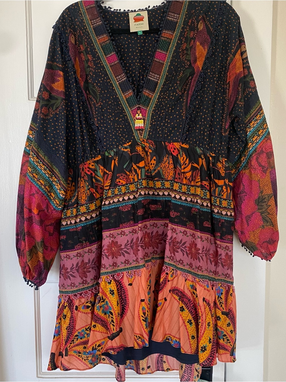 FARM Rio Multicolor Floral-Print Mini Dress — Navy, Pink, Orange - Picture 5 of 12